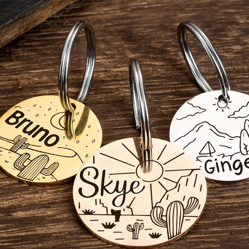 Customised Stainless Steel Pet ID Tag - Personalised with Your Pet's Name and Contact - Front and Back Engraving for Dogs and Cats