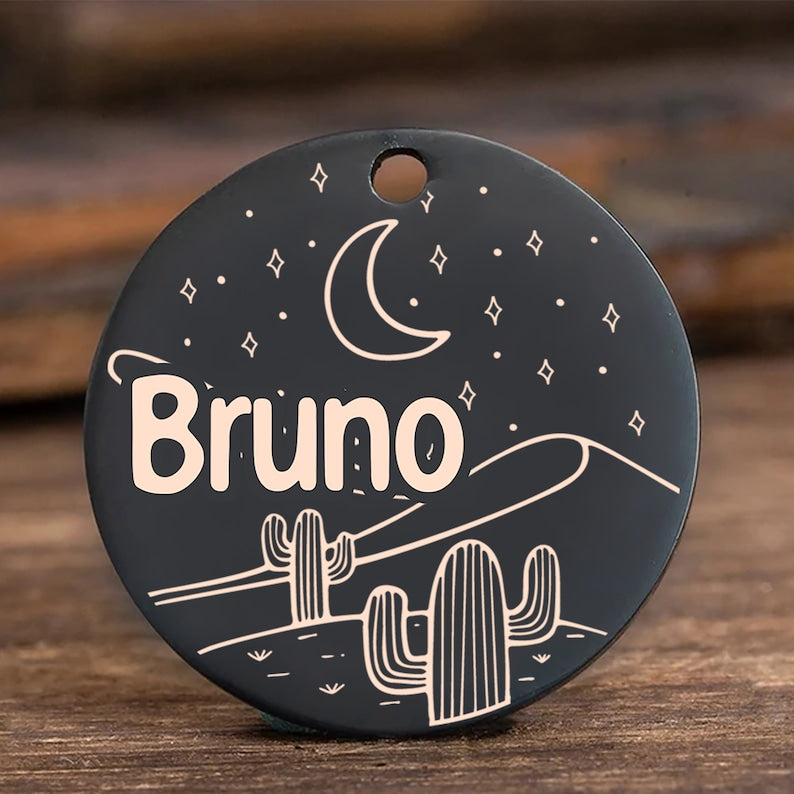 Customised Stainless Steel Pet ID Tag - Personalised with Your Pet's Name and Contact - Front and Back Engraving for Dogs and Cats