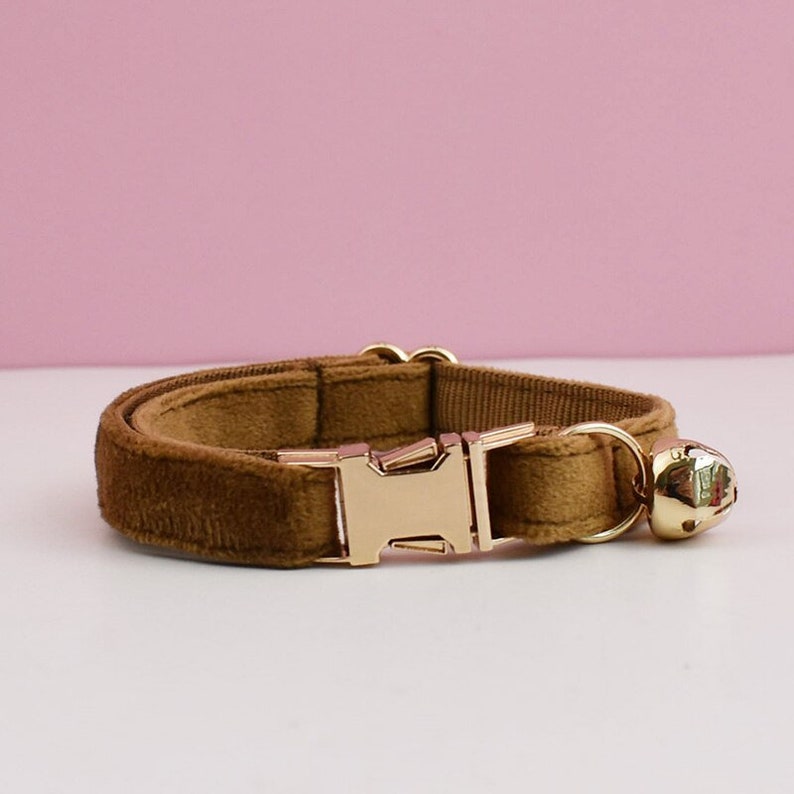 Customizable Cat and Dog Collar with Detachable Bow and Bell - Purple, Brown, and Pink Color Options - Gift for Cat Dog Mom