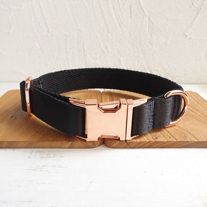 Luxurious Silky Wedding Dog Collar - Personalised with Name - White, Pink, Emerald Green or Black, Detachable Sailor Bowtie