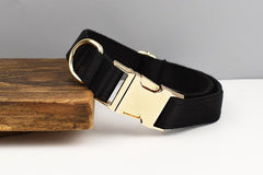 Custom Crystal Black Personalized Dog Collar, Matching Dog Bowtie, Dog Leash, Dog Harness & Dog Poop Bag, Different Combo