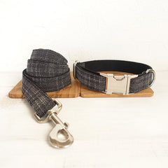 Personalized  Bow Tie BLACK/RED SUIT Dog Collar Set
