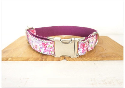 Personalised Bow Tie Floral Dog Collar Set