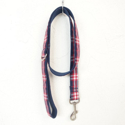 Personalised BLUE PLAID Dog Collar Set