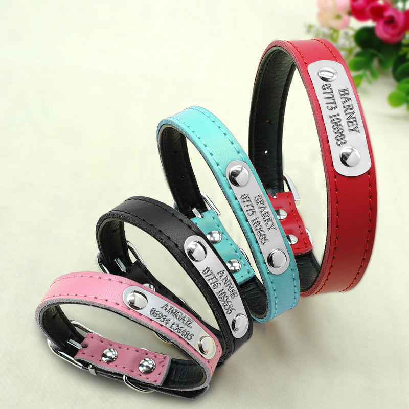 Personalized Laser Engraved  Leather Dog Collar
