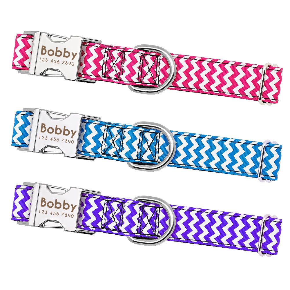 Custom ID Engraving Zigzag Dog Collar
