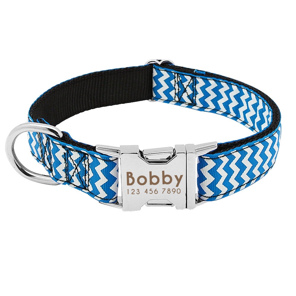 Custom ID Engraving Zigzag Dog Collar