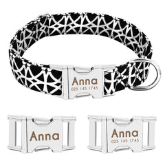 Custom Black and White Dog Collar & Leash