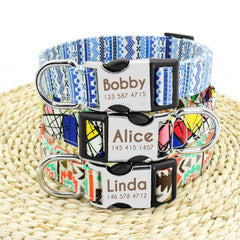 Laser Engraved Nylon Abstract Dog Collar