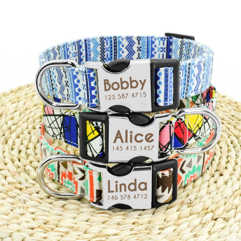 Laser Engraved Nylon Abstract Dog Collar