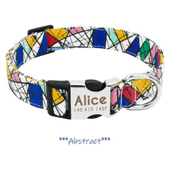 Laser Engraved Nylon Abstract Dog Collar