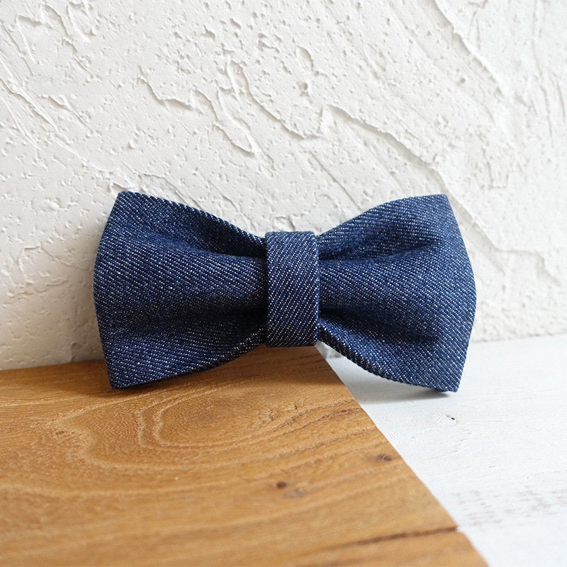 Custom JEAN Dog Collar Bow Tie Set