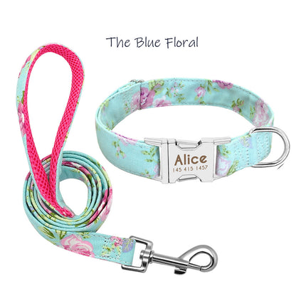 Custom Floral Engraved Dog Collar or Leash