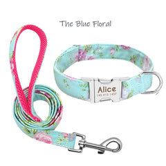 Custom Floral Engraved Dog Collar or Leash