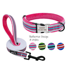 Fur Padded Reflective Custom Dog Collar and Lead