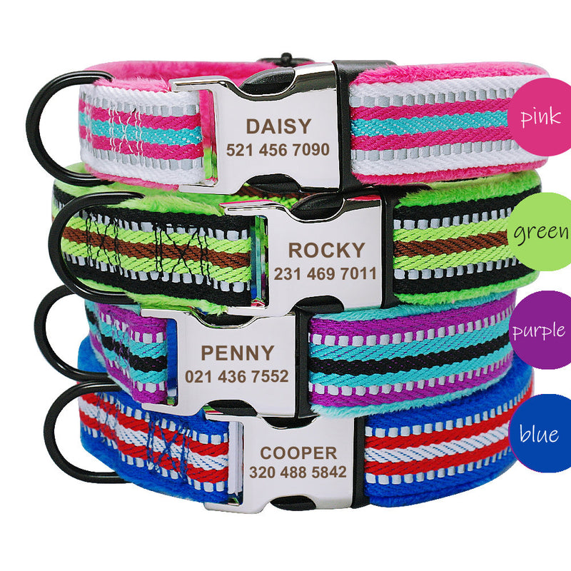Fur Padded Reflective Custom Dog Collar and Lead