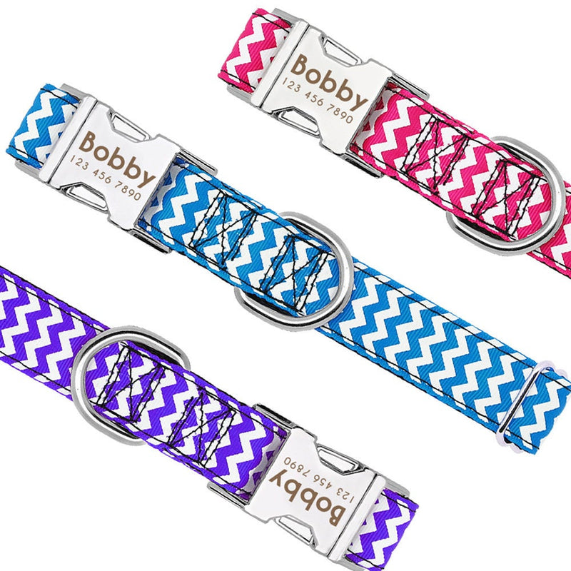 Custom ID Engraving Zigzag Dog Collar