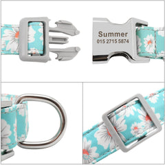 Floral Prints Nylon Personalized Dog Collar