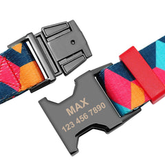 Diamond Patter Nylon Personalized Dog Collar
