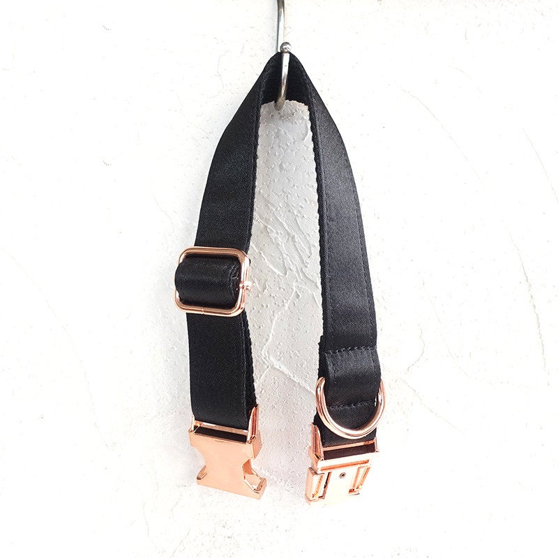 Black Personalised Dog Leash and Collar