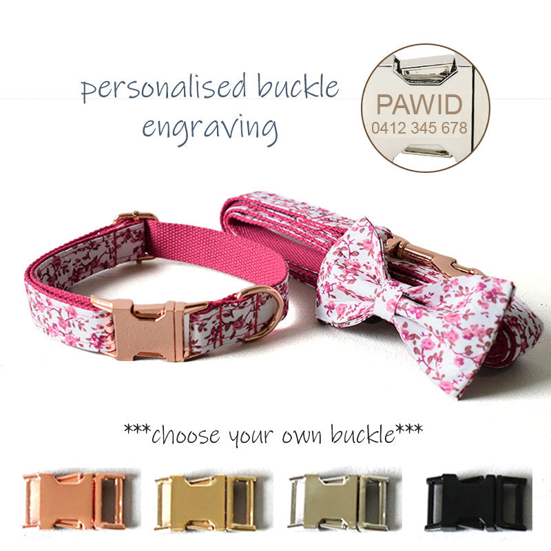 Floral Custom Dog Collar/Leash/Bowtie