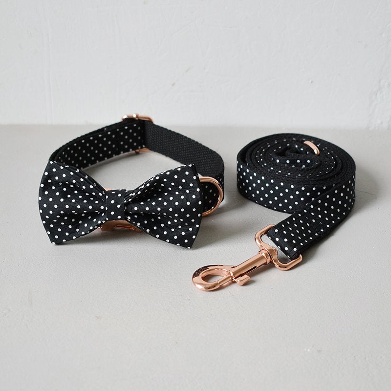 Bow Tie Polka Dot Custom Dog Collar Set