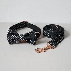 Bow Tie Polka Dot Custom Dog Collar Set
