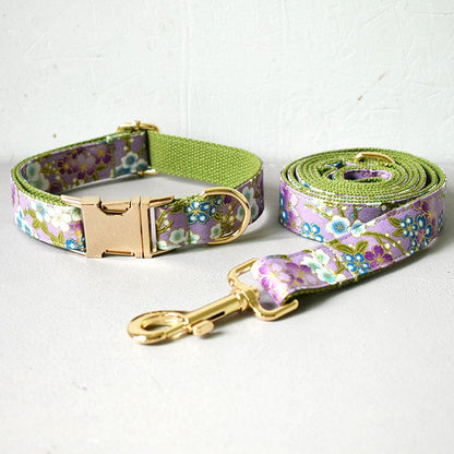 Handmade Personalised Floral Dog Collar Set