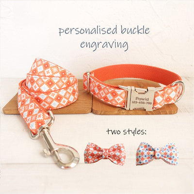 Biscuit Pattern Dog Collar/Leash/Bowtie