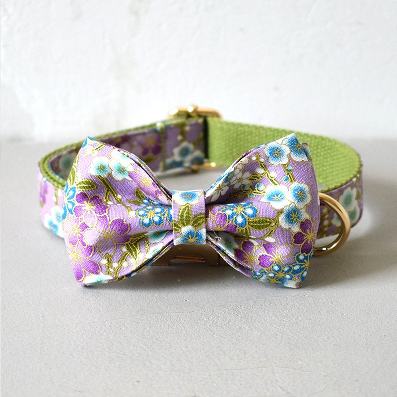 Handmade Personalised Floral Dog Collar Set
