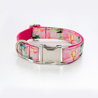 Floral Personalised Bow Tie Dog Collar Set