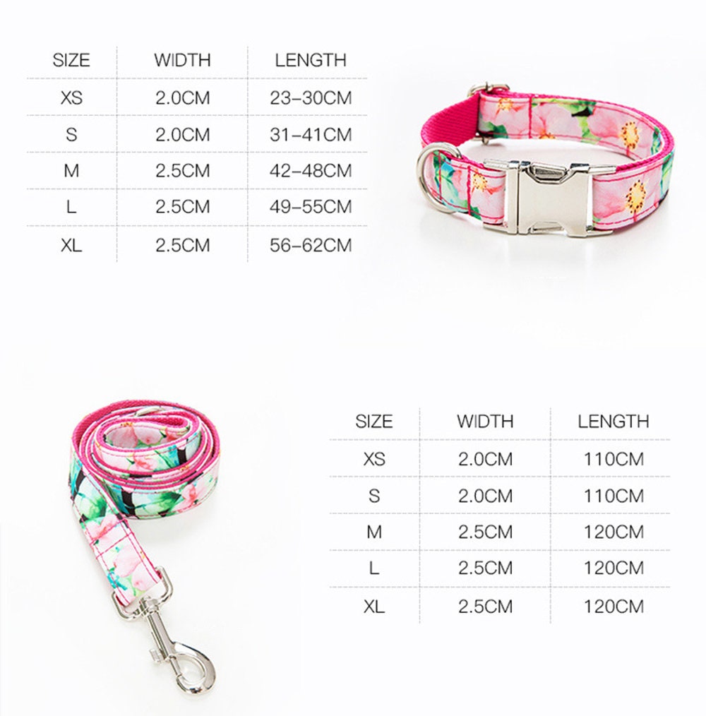Pink Floral Dog Collar and Lead Set for Girl Dog