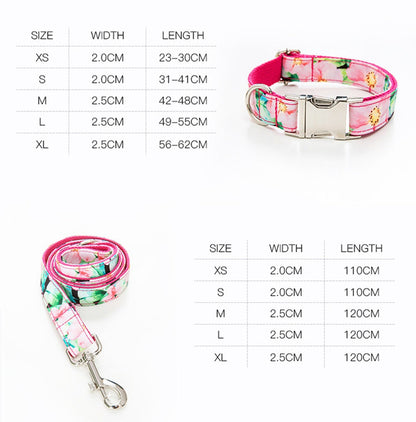 Pink Floral Dog Collar and Lead Set for Girl Dog