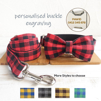 Personalised Buffalo Plain Dog Collar Set