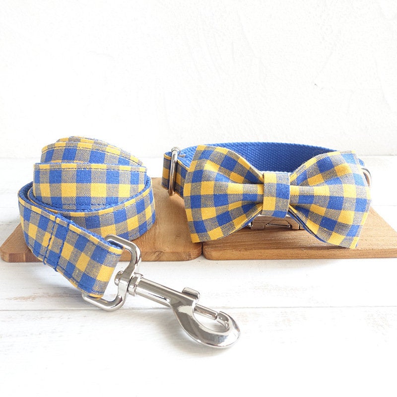 Personalised Buffalo Plain Dog Collar Set