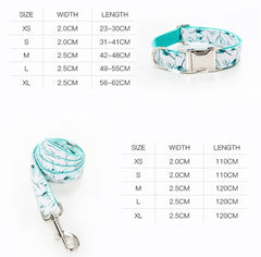 Summer Leaves Custom Dog Collar and Lead Set with Poop Bag