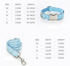 Handmade Blue Paisley Design Dog Collar Set