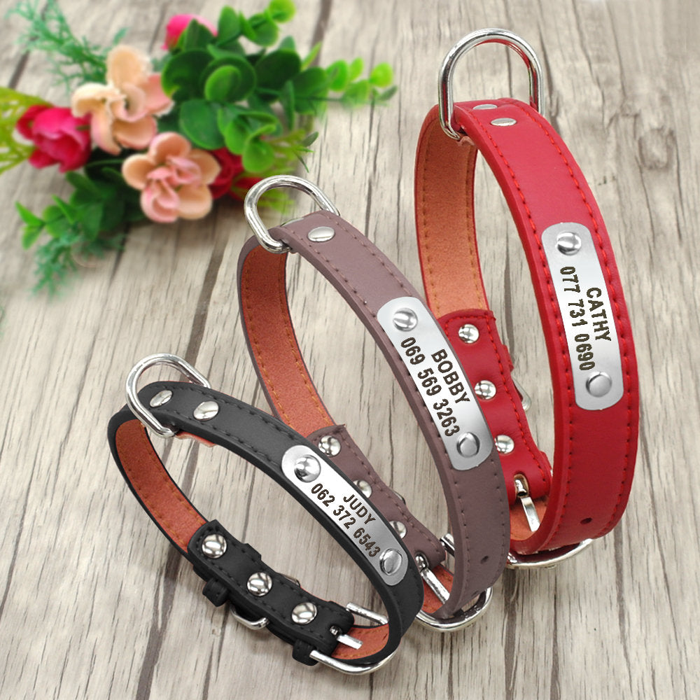 Personalised Laser Engraved Leather Dog Collar