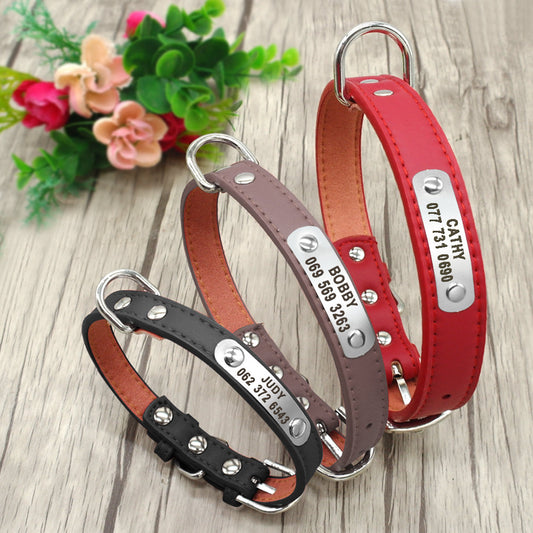 Personalised Laser Engraved Leather Dog Collar