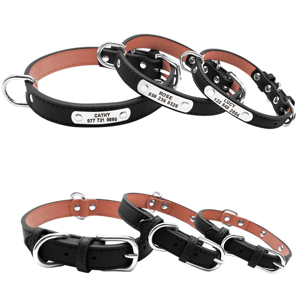 Personalised Laser Engraved Leather Dog Collar
