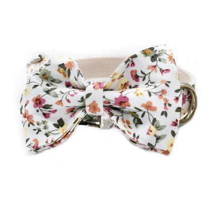 Personalize Engraved Handmade White Floral Dog Collar or Dog Collar and Lead Set