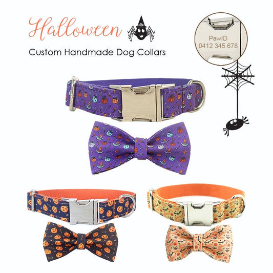 Personalised Halloween Theme Dog Collar Set