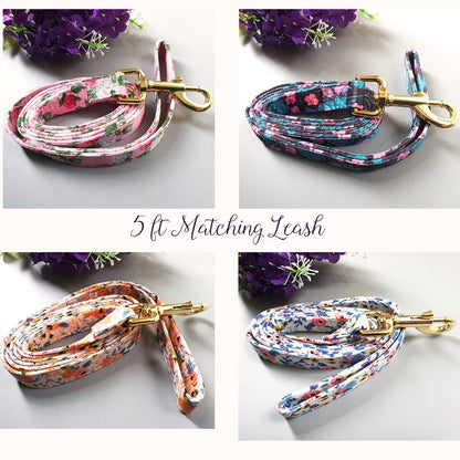 Laser Engraved Nylon Flower Dog Collar Set