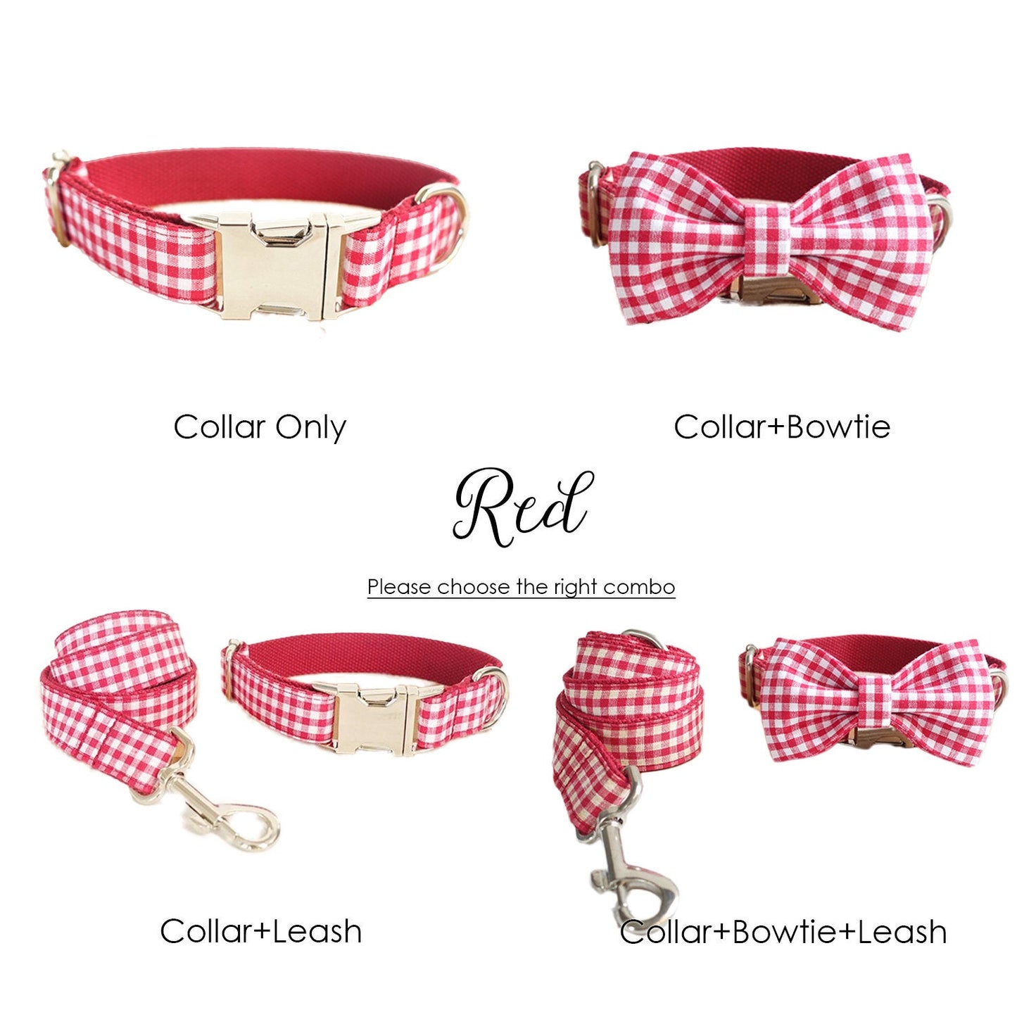 Personalised YUMMY PLAID Dog Collar Set