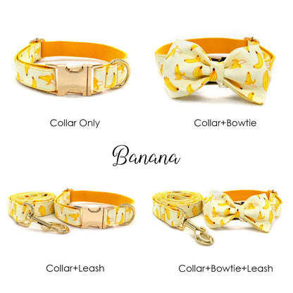 Personalised Banana Design Bowtie Dog Collar