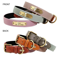 Reflective Engraved Leather Dog Collar