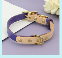 Soft Genuine Leather Dog ID Tag Collar