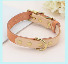 Soft Genuine Leather Dog ID Tag Collar