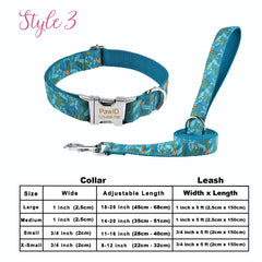 Free Engraving Floral Dog Collar Leash Set