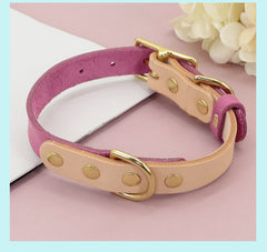 Soft Genuine Leather Dog ID Tag Collar